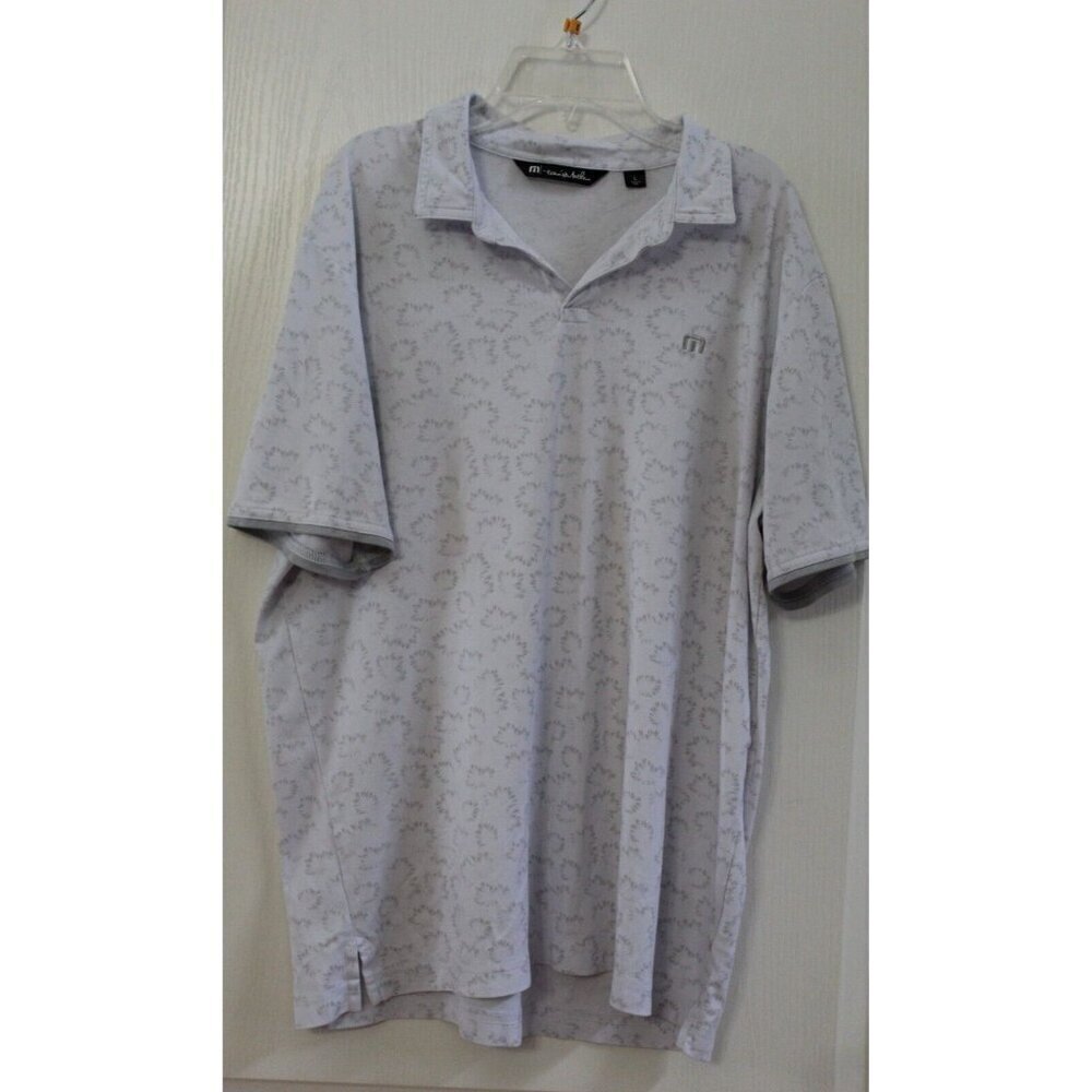 TRAVIS MATHEW Size Large Always Chill Polo Golf Shirt Pima Cotton Gray Abstract